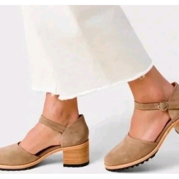 Portland Leather Company Shoes - Patina By Portland Mary Jane Shoes Tan Suede Leather Suede Block Heeled